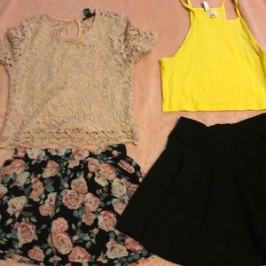 2 skirts 2 crop tops